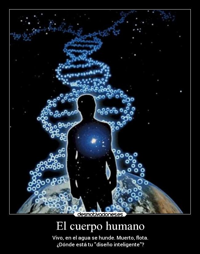 El cuerpo humano - Vivo, en el agua se hunde. Muerto, flota.
¿Dónde está tu diseño inteligente?