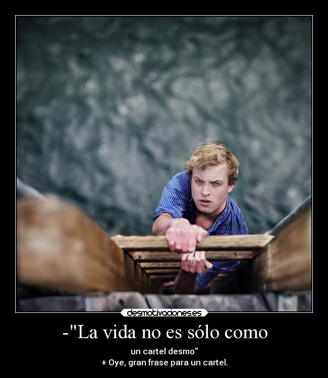-La vida no es sólo como - un cartel desmo
+ Oye, gran frase para un cartel.