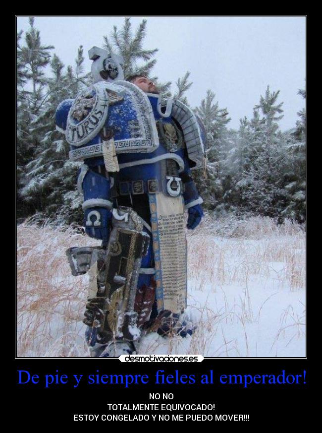 De pie y siempre fieles al emperador! - NO NO
TOTALMENTE EQUIVOCADO!
ESTOY CONGELADO Y NO ME PUEDO MOVER!!!