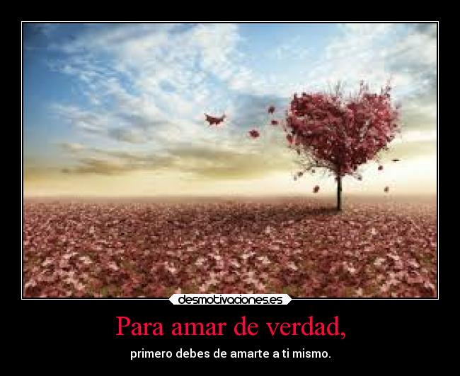 Para amar de verdad, - primero debes de amarte a ti mismo.