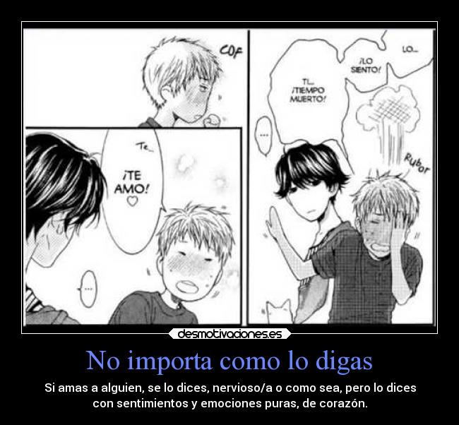 No importa como lo digas - Si amas a alguien, se lo dices, nervioso/a o como sea, pero lo dices
con sentimientos y emociones puras, de corazón.