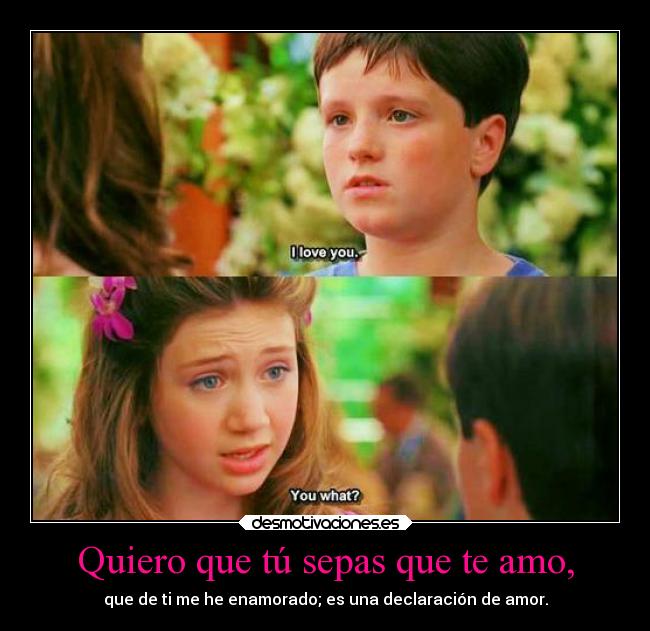 Quiero que tú sepas que te amo, -