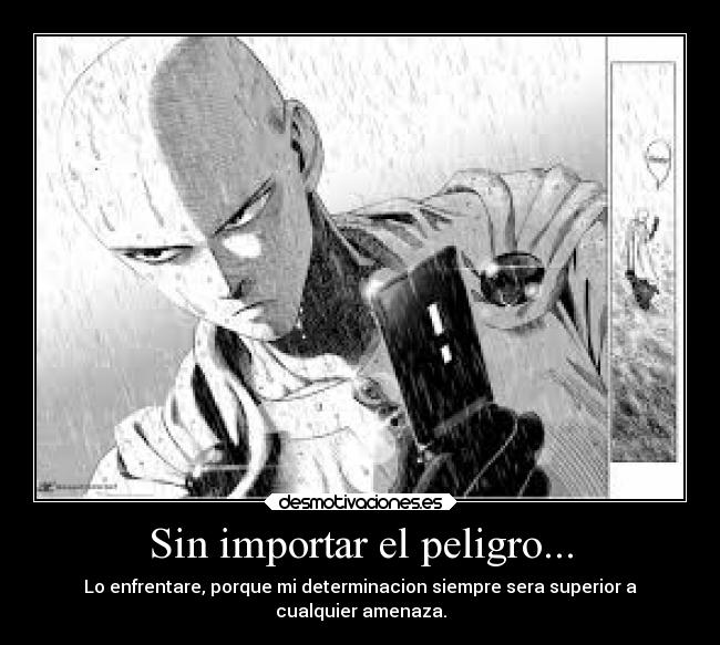 Sin importar el peligro... - Lo enfrentare, porque mi determinacion siempre sera superior a
cualquier amenaza.