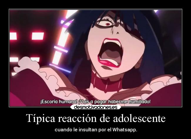 Típica reacción de adolescente - cuando le insultan por el Whatsapp.