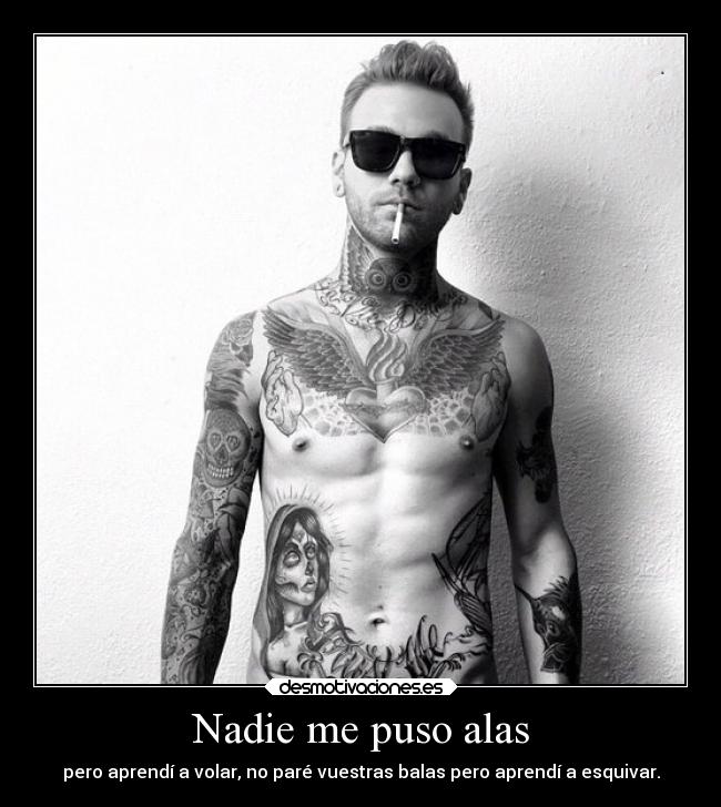 Nadie me puso alas - pero aprendí a volar, no paré vuestras balas pero aprendí a esquivar.