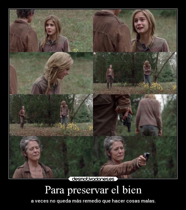 carteles cine amor muerte vida dolor raptorhunters thewalkingdead walking dead carol lizzie bien mal crimen desmotivaciones