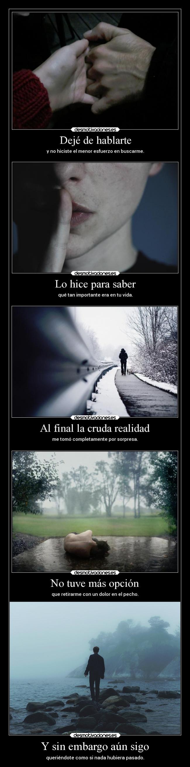 Y sin embargo aún sigo - queriéndote como si nada hubiera pasado.