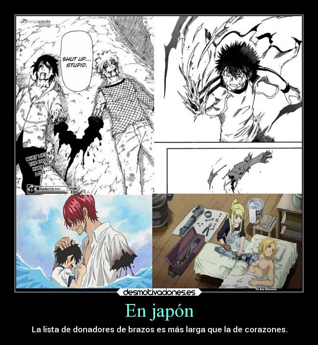 carteles desmotivaciones chiste anime japon brazo desmotivaciones