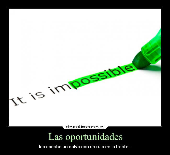 Las oportunidades - las escribe un calvo con un rulo en la frente...