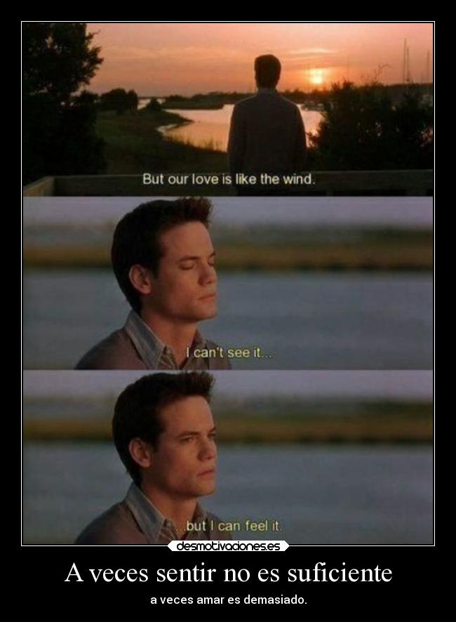 A veces sentir no es suficiente - a veces amar es demasiado.