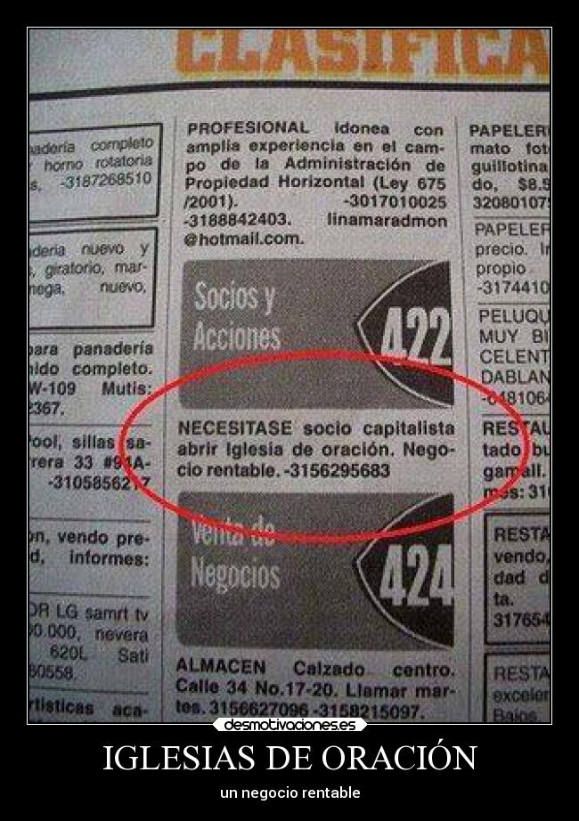 IGLESIAS DE ORACIÓN - un negocio rentable