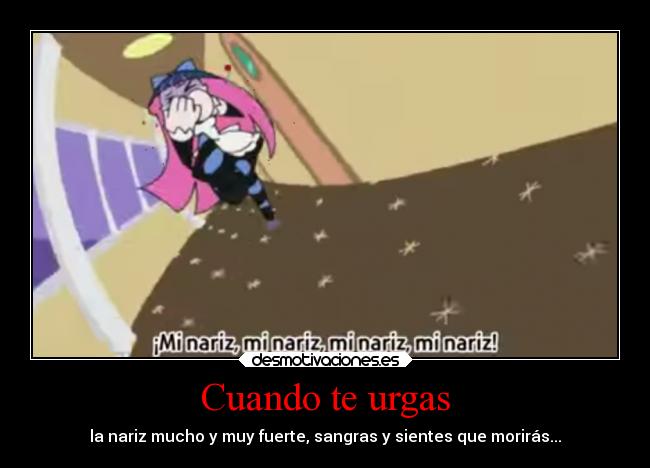 Cuando te urgas - la nariz mucho y muy fuerte, sangras y sientes que morirás...