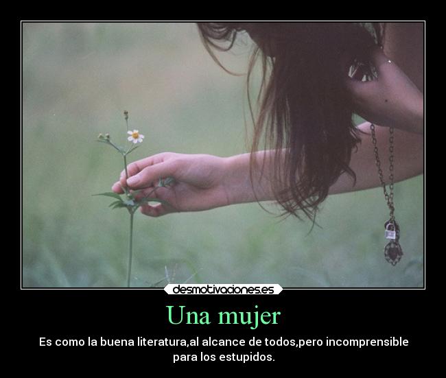 Una mujer - Es como la buena literatura,al alcance de todos,pero incomprensible
para los estupidos.