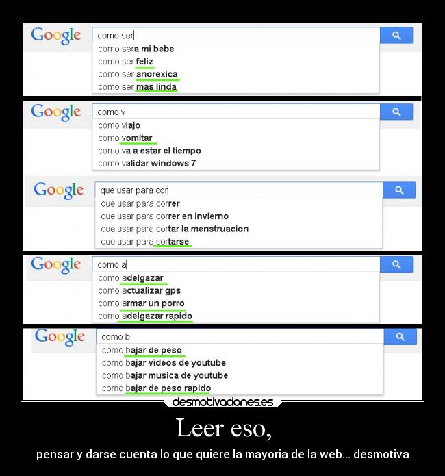 Leer eso, - pensar y darse cuenta lo que quiere la mayoria de la web... desmotiva