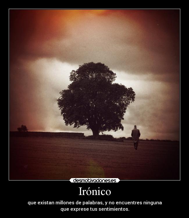 Irónico - que existan millones de palabras, y no encuentres ninguna
que exprese tus sentimientos.