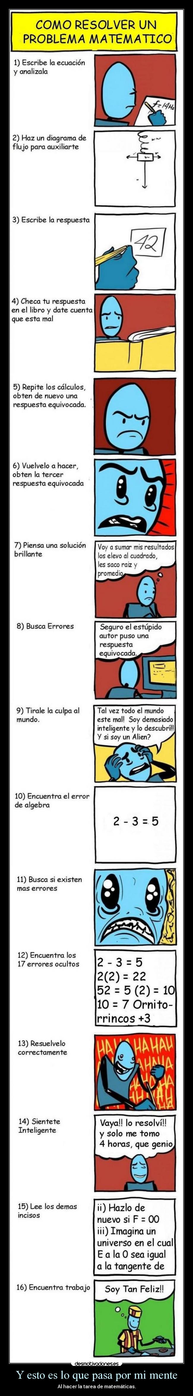 Y esto es lo que pasa por mi mente - Al hacer la tarea de matemáticas.