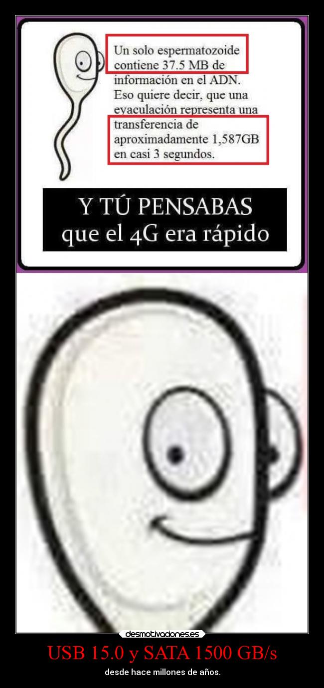USB 15.0 y SATA 1500 GB/s - desde hace millones de años.