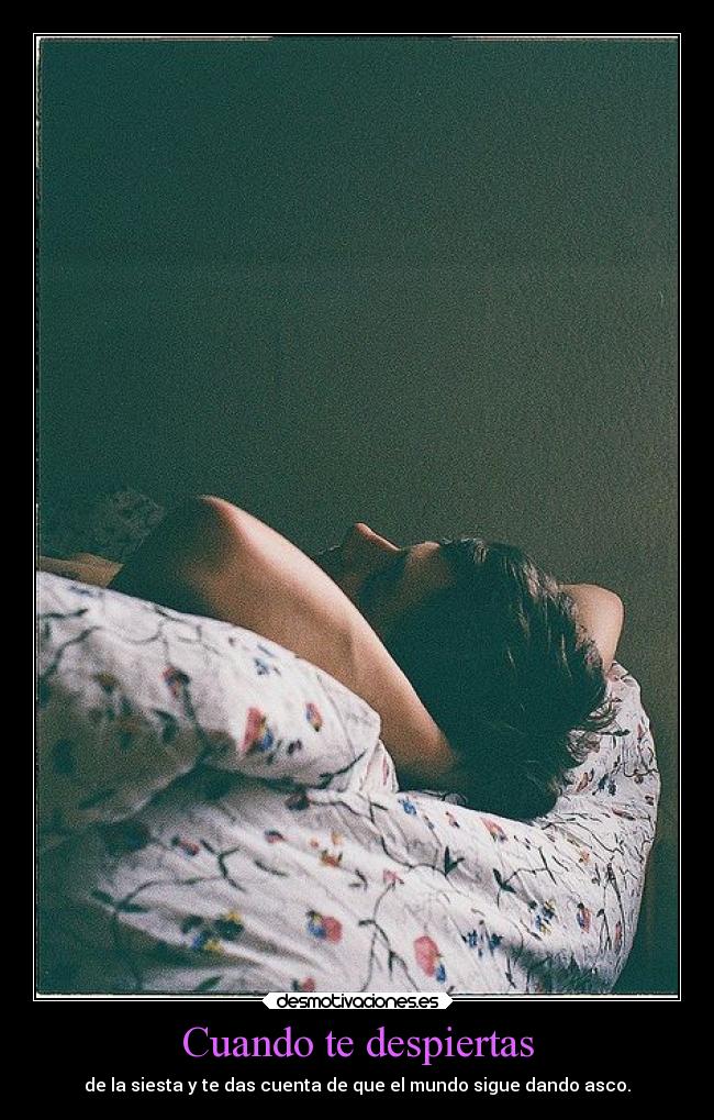 Cuando te despiertas - de la siesta y te das cuenta de que el mundo sigue dando asco.