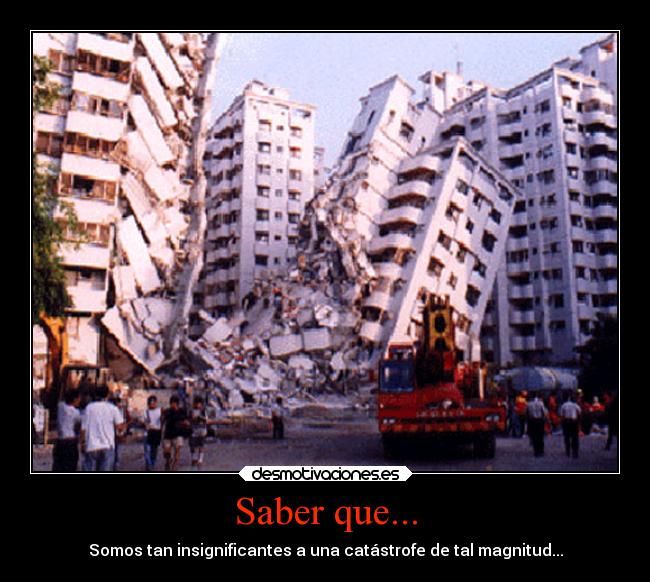 Saber que... - Somos tan insignificantes a una catástrofe de tal magnitud...