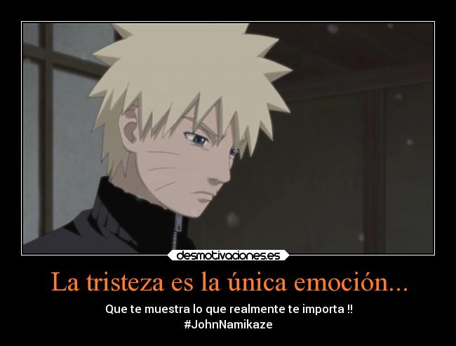 La tristeza es la única emoción... - Que te muestra lo que realmente te importa !!
#JohnNamikaze