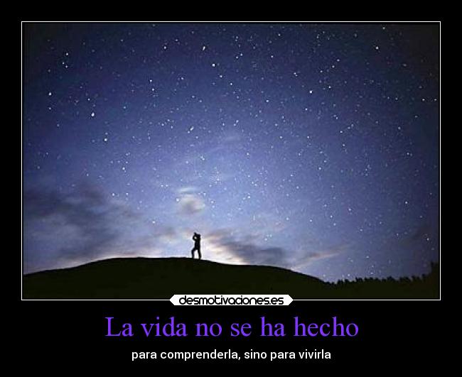 La vida no se ha hecho - para comprenderla, sino para vivirla