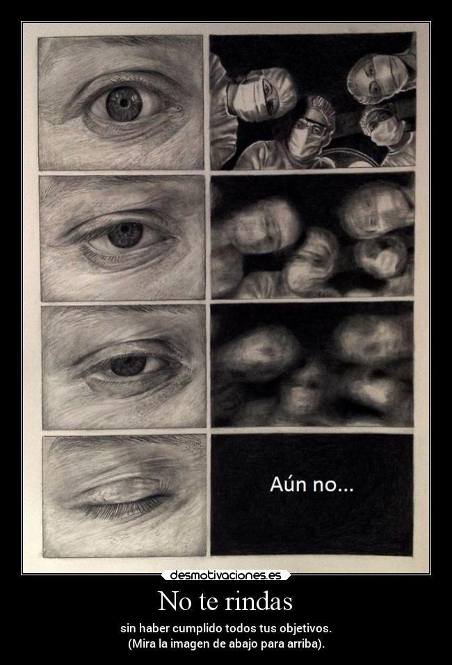 No te rindas - sin haber cumplido todos tus objetivos.
(Mira la imagen de abajo para arriba).