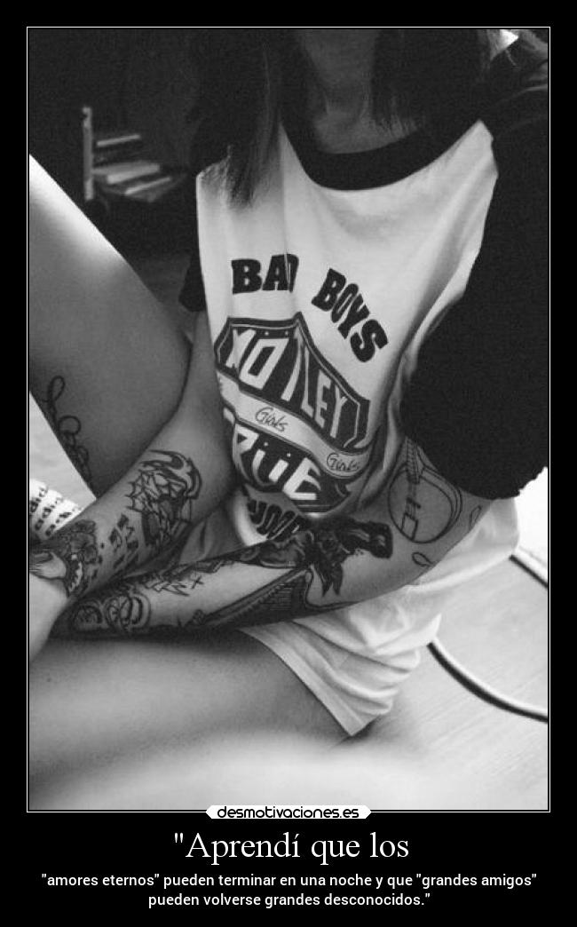 Aprendí que los - amores eternos pueden terminar en una noche y que grandes amigos
pueden volverse grandes desconocidos.