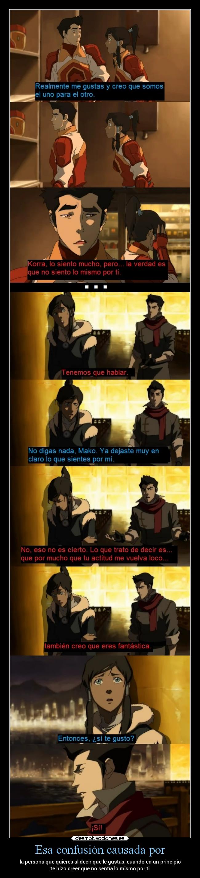 carteles amor confusiones mako korra avatar desmotivaciones