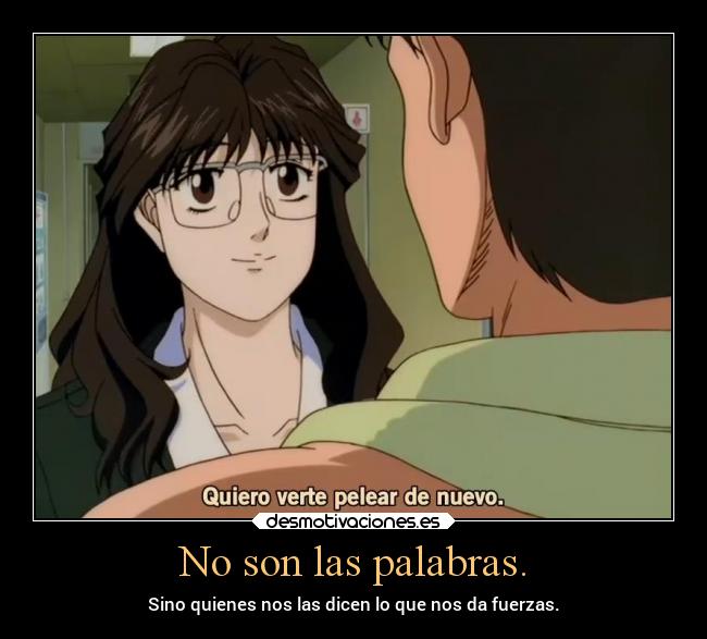 carteles anime amor hajime noo ippo pelea boxeo lucha personas palabras sonar fuerzas desmotivaciones