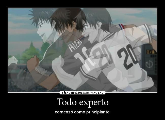 carteles anime areanokishi aizawa experto principiante desmotivaciones