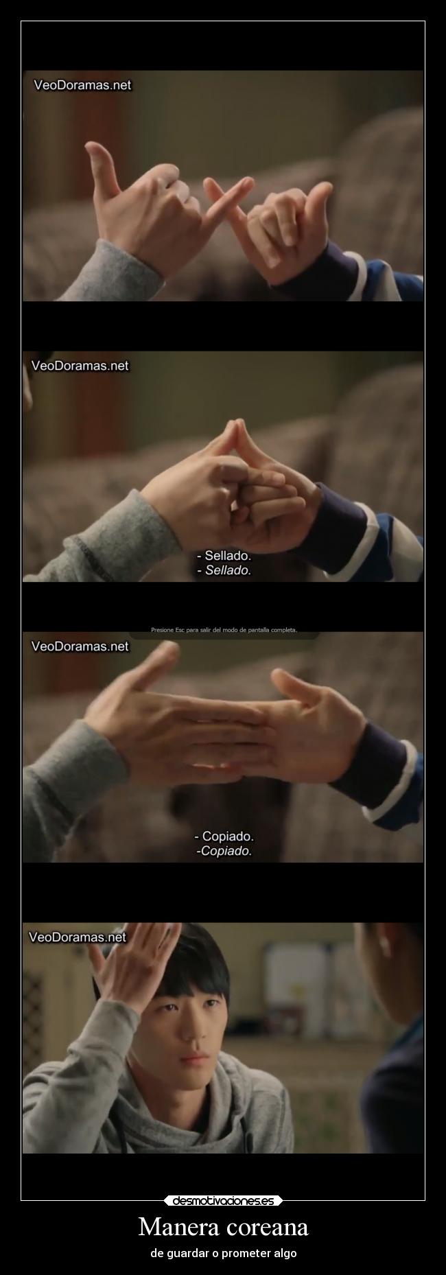 Manera coreana - de guardar o prometer algo