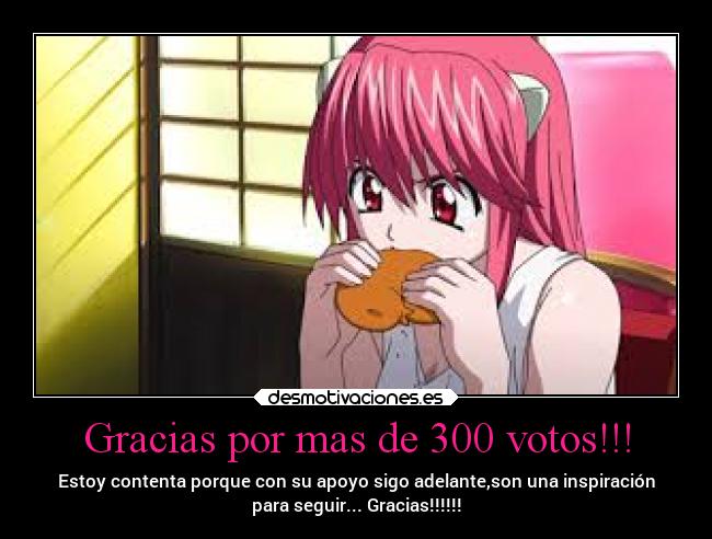 Gracias por mas de 300 votos!!! - Estoy contenta porque con su apoyo sigo adelante,son una inspiración
para seguir... Gracias!!!!!!