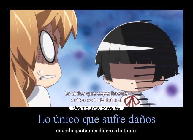 Lo único que sufre daños - cuando gastamos dinero a lo tonto.