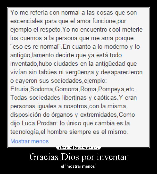 Gracias Dios por inventar - el mostrar menos