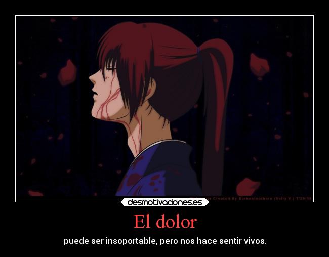 carteles dolor dolor anime samuraix kenshi vivo desmotivaciones