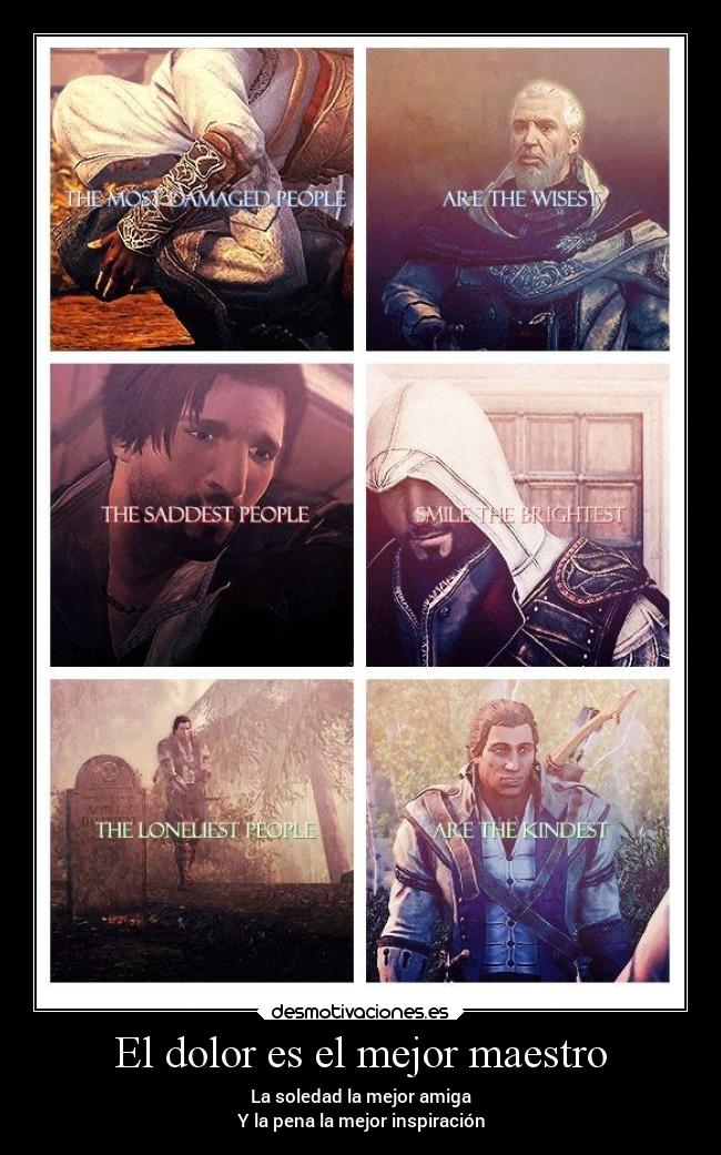 carteles dolor videojuegos assassinscreed dos uno tres assassins creed altair ezio connor desmotivaciones