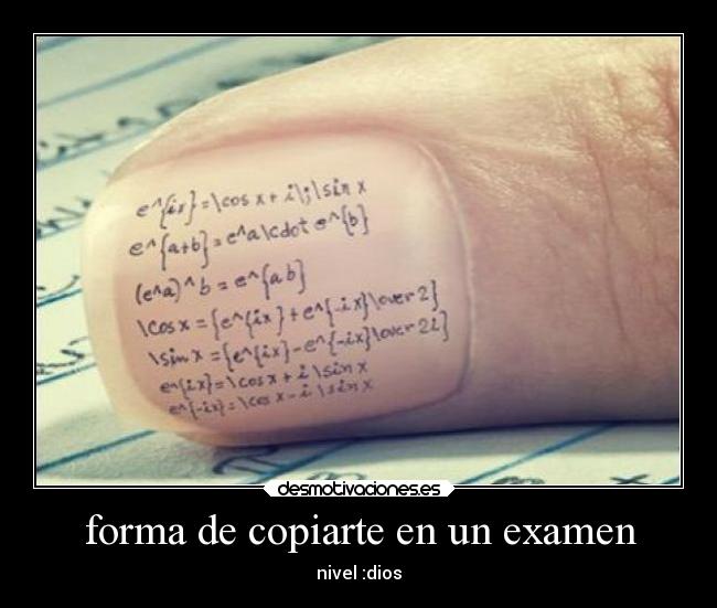 forma de copiarte en un examen - nivel :dios