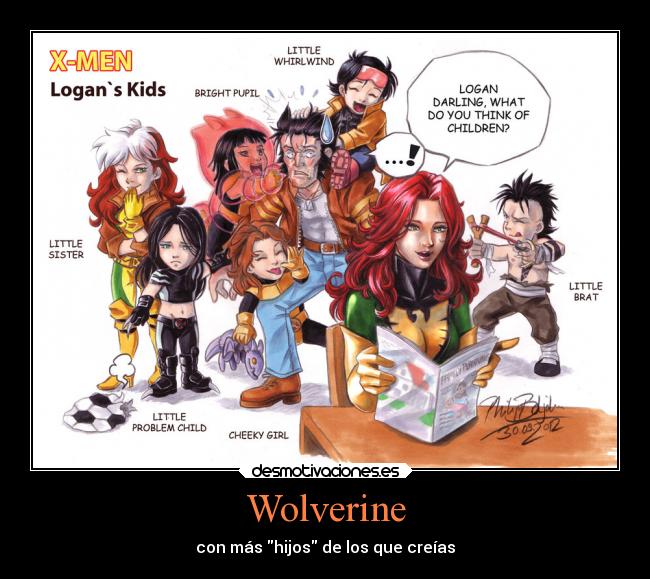 carteles familia wolverine logan james howlett laura x23 daken rogue kitty armor hashiko jubilo xmen desmotivaciones