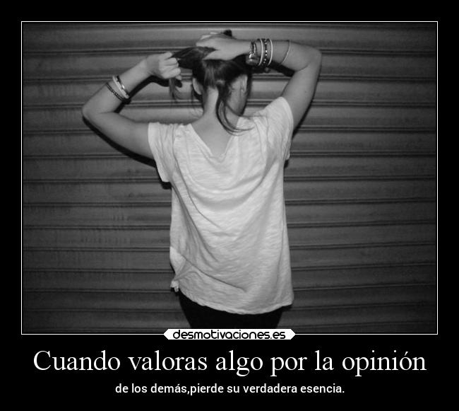 Cuando valoras algo por la opinión - de los demás,pierde su verdadera esencia.