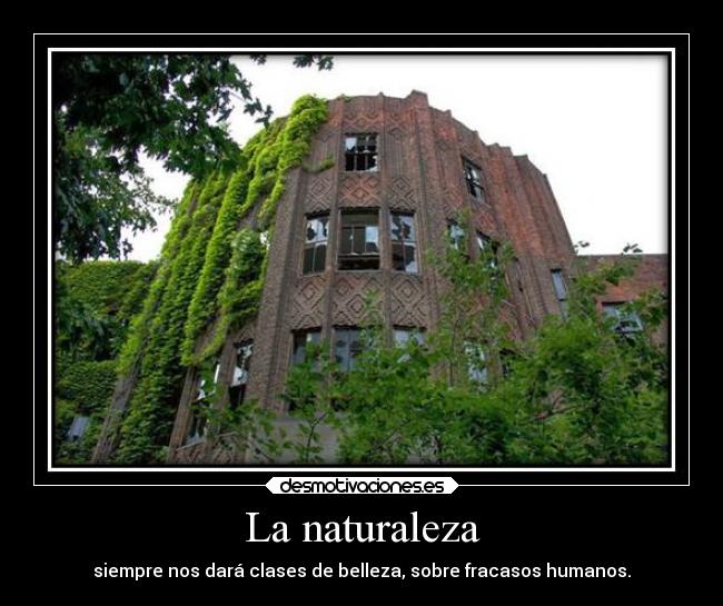 La naturaleza - siempre nos dará clases de belleza, sobre fracasos humanos.