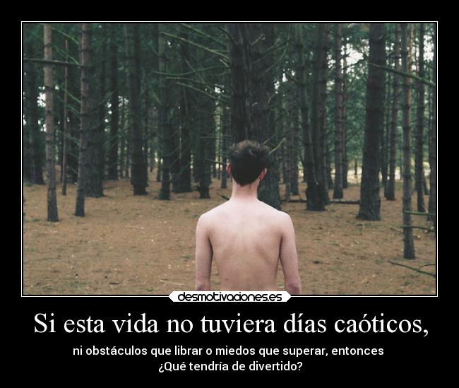 Si esta vida no tuviera días caóticos, -