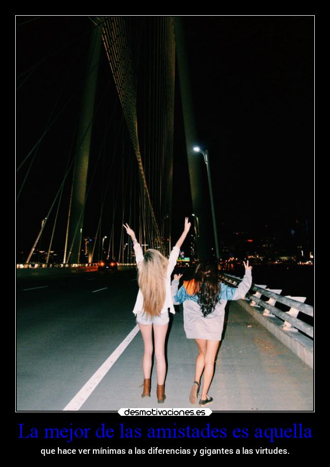 La mejor de las amistades es aquella - que hace ver mínimas a las diferencias y gigantes a las virtudes.