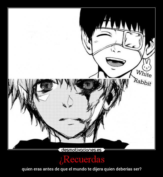 carteles alma dolor kaneki tokyo ghoul dos vidas desmotivaciones