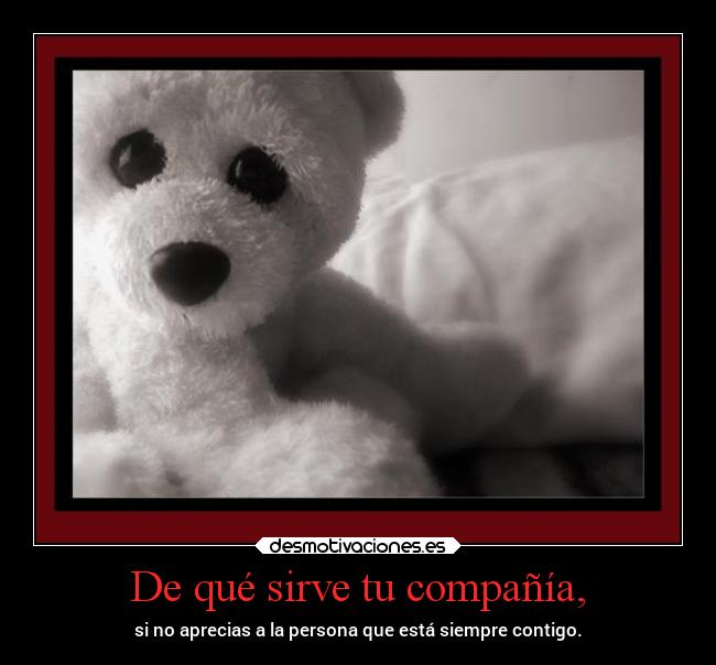 De qué sirve tu compañía, - si no aprecias a la persona que está siempre contigo.