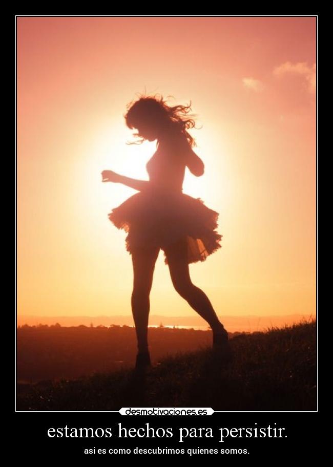 estamos hechos para persistir. - asi es como descubrimos quienes somos.