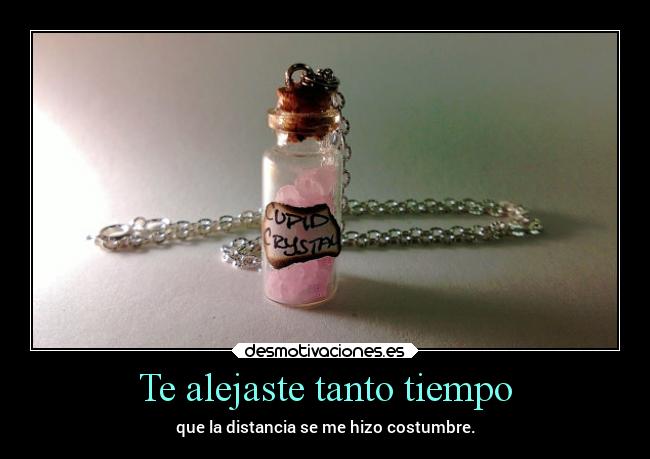 Te alejaste tanto tiempo - que la distancia se me hizo costumbre.