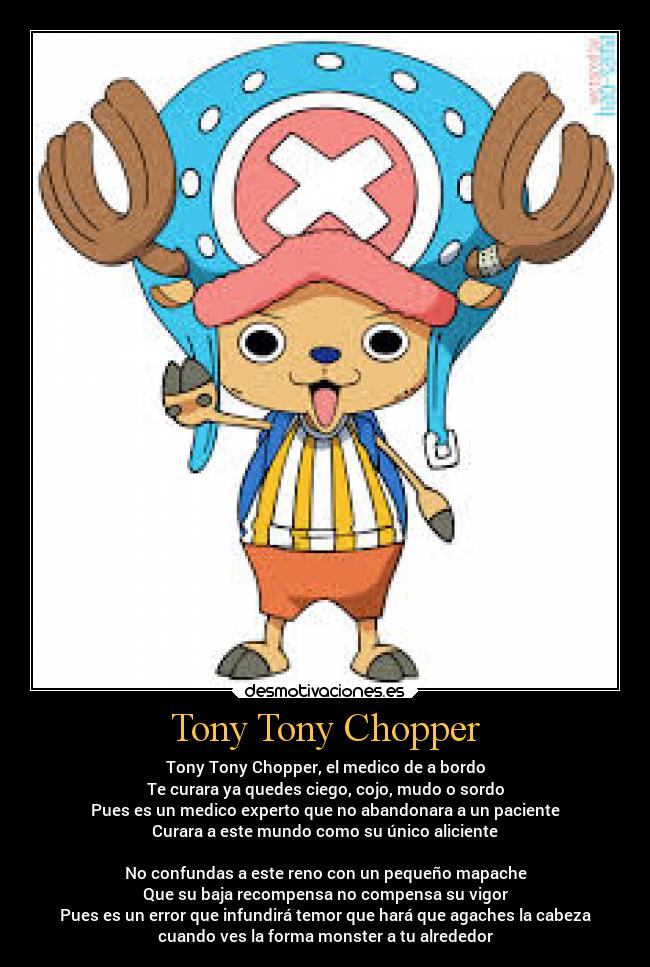 carteles animales anime tony chopper one piece mugiwara medico desmotivaciones