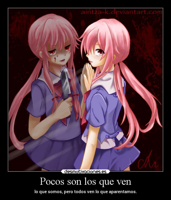 carteles anime apariencia yuno mirainikki desmotivaciones