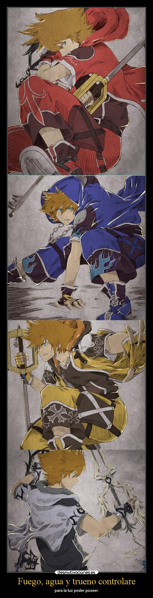 Fuego, agua y trueno controlare -
