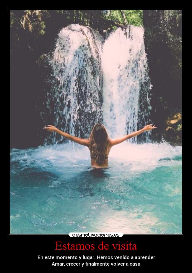 Estamos de visita - En este momento y lugar. Hemos venido a aprender
Amar, crecer y finalmente volver a casa